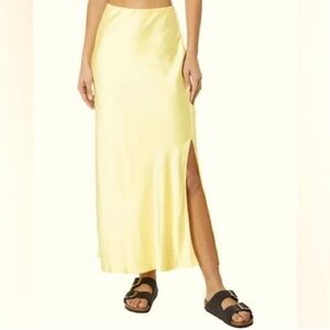 Madewell Yellow Maxi Slip Skirt with Slit